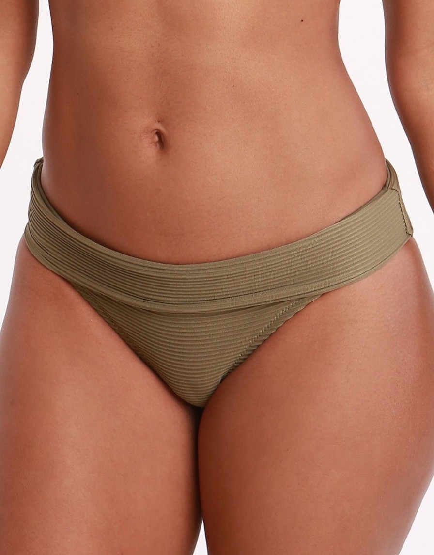 Bikinis Heidi Klein Fold Over Bikini Bottoms | Venice Fold Over Bikini Bottom-Khaki Green