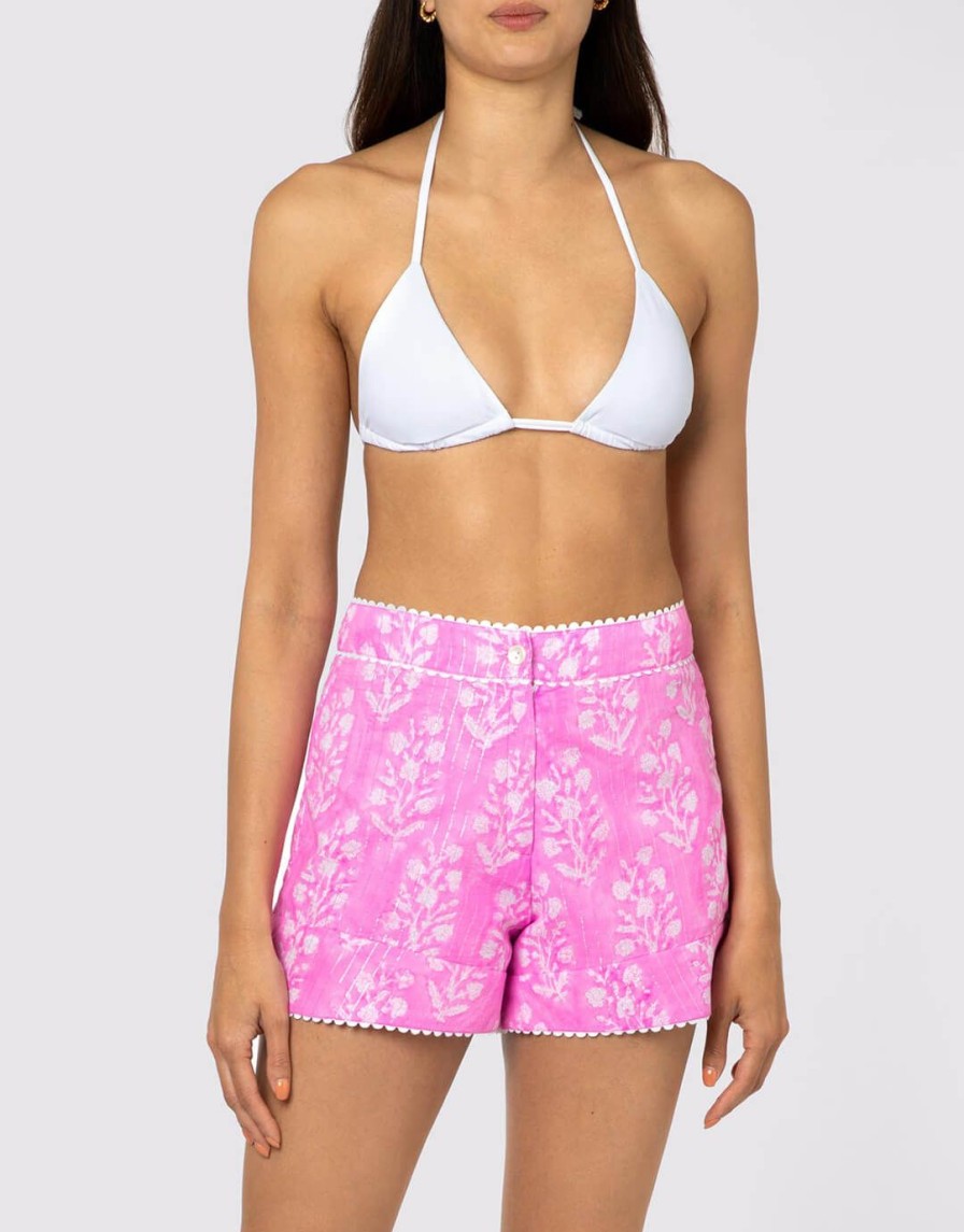 Beachwear Juliet Dunn | Small Flower Block Print High Waisted Shorts-Orchid Pink