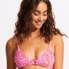 Bikinis Seafolly Bralette Bikini Tops | Sea Skin Ring Front Bralette Bikini Top-Fuchsia Rose Pink