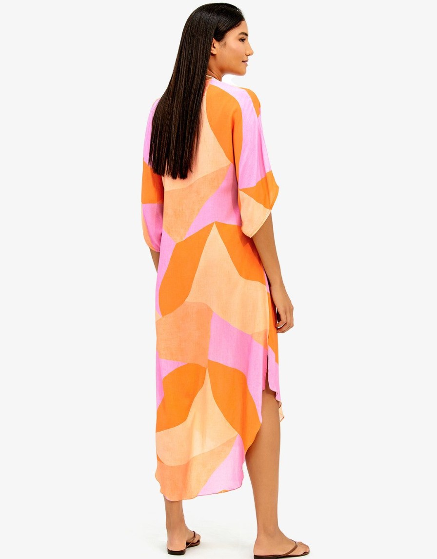 Beachwear ViX | Martinica Braid Long Kaftan And Pink Orange