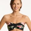 Bikinis Sea Level Bandeau Bikini Tops | Sundown Twist Bandeau Bikini Top Floral