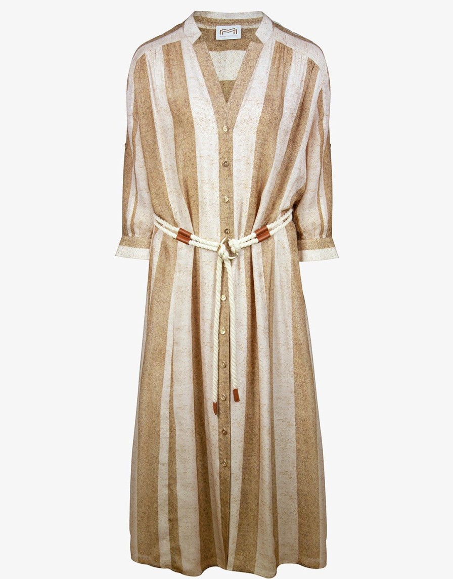 Beachwear Maryan Mehlhorn | Belted Long Dress Ivory Sand