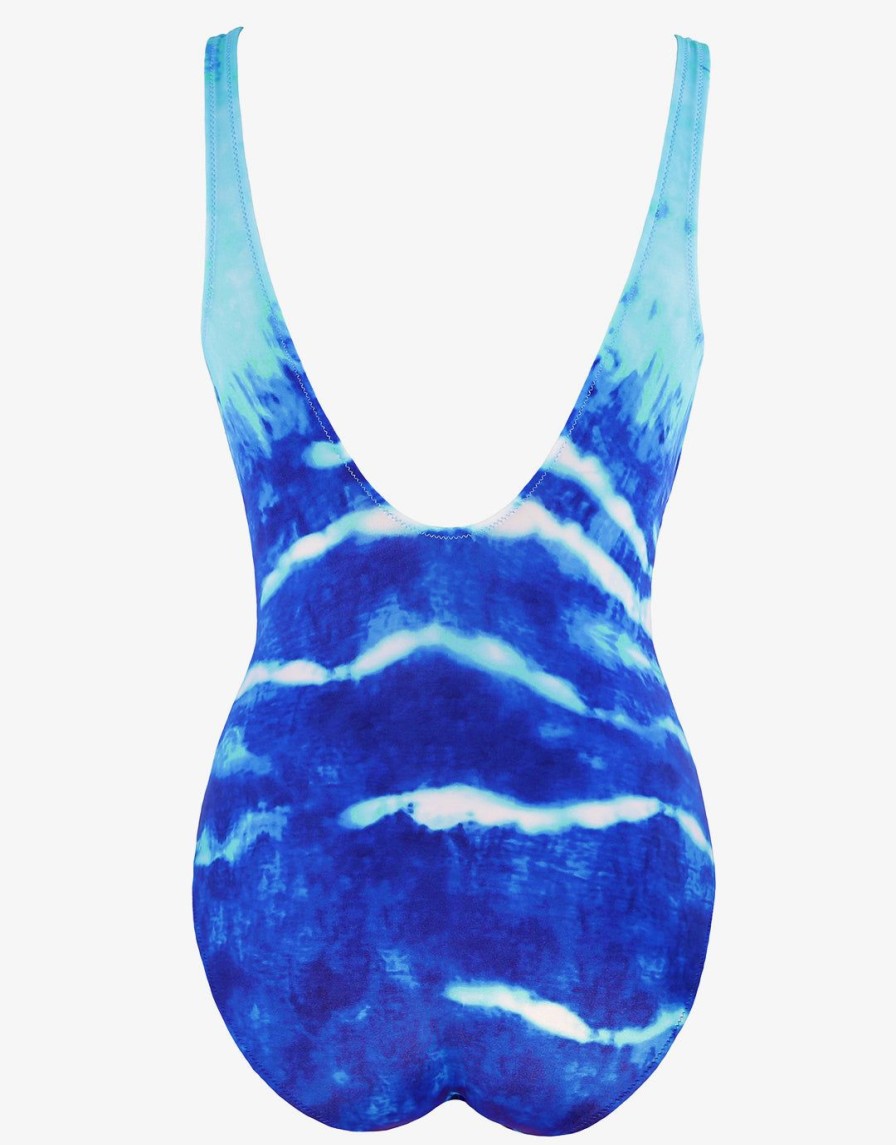 Swimwear Charmline | Batik Swing V-Neck Swimsuit-Wild Ocean Blue