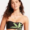 Bikinis Seafolly Bandeau Bikini Tops | Palm Paradise Bustier Bandeau Bikini Top Black