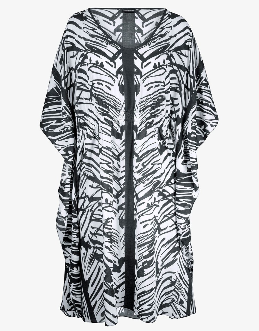 Beachwear Charmline | Ink Art Kaftan-Black And White Black White