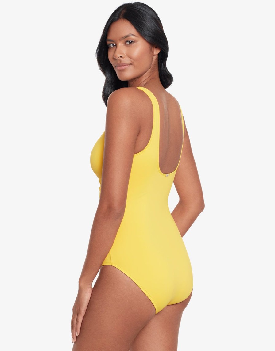 Swimwear Lauren Ralph Lauren | Beach Club Solids Ring Front Swimsuit Yellow