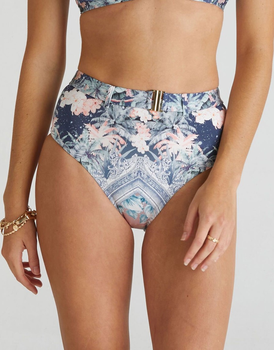 Bikinis Aqua Blu High Waist Bikini Bottoms | Indianic Marilyn High Waist Bikini Pant Floral