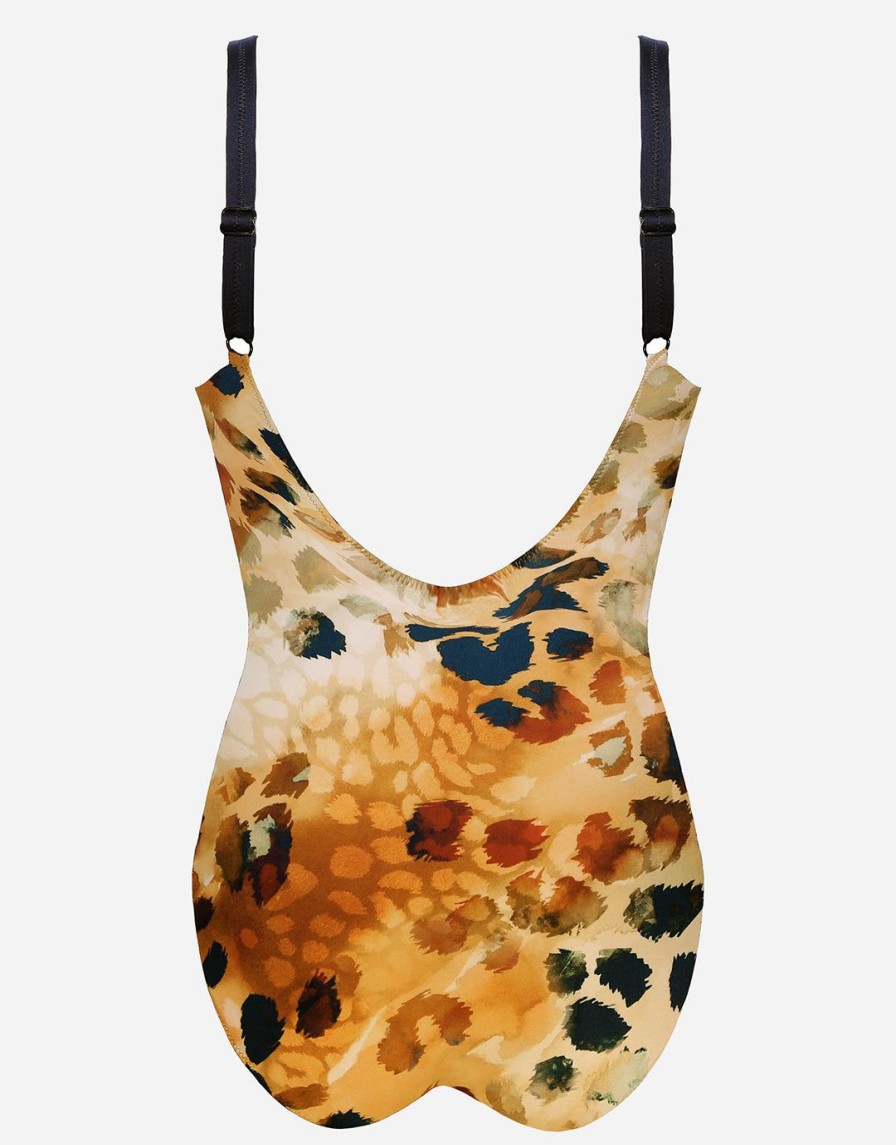 Swimwear Charmline | Desert Sunset Moulded Underwired Swimsuit-Terracotta Leo Animal