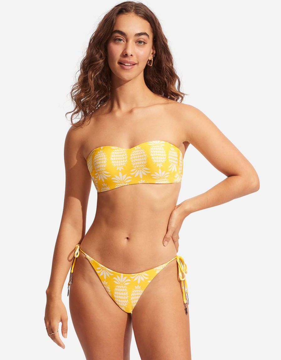 Bikinis Seafolly Bandeau Bikini Tops | Corsica Bustier Bandeau Bikini Top-Citron Yellow