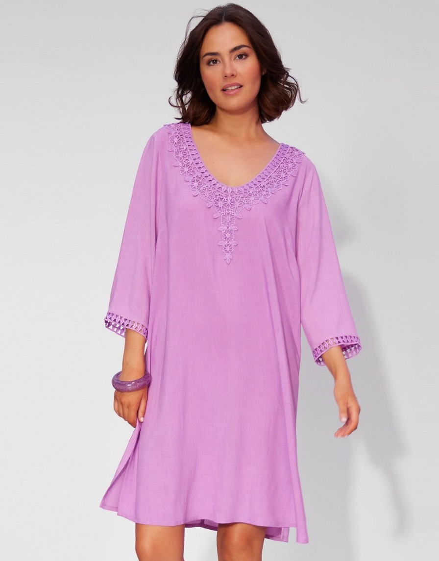 Beachwear Charmline | Embroidered Tunic-Violet Pink