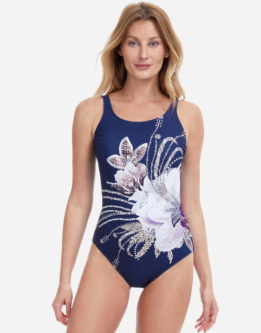 Swimwear Gottex | Dolce Vita Mastectomy Swimsuit Navy