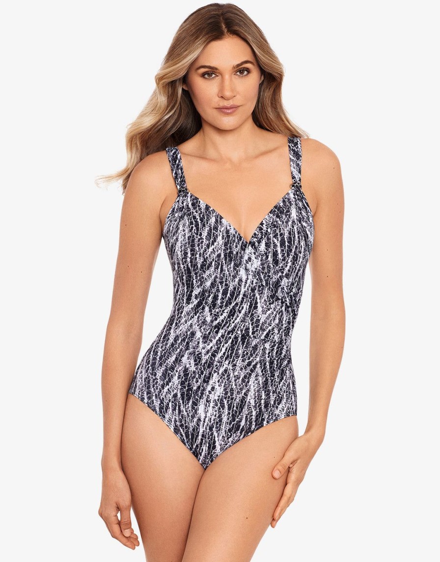 Swimwear Miraclesuit | Chevron Python Siren Swimsuit-Silver Grey