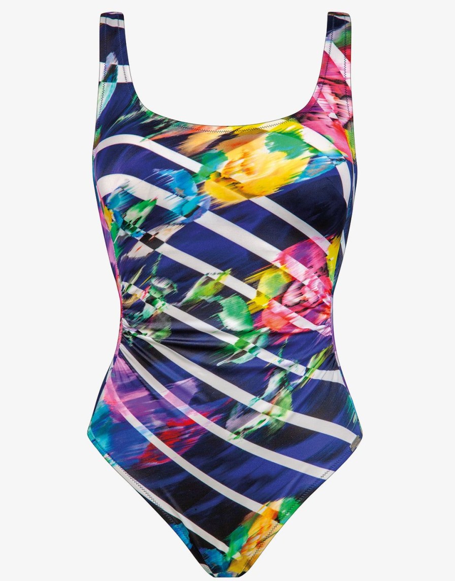 Swimwear Charmline | Flower Glow Swimsuit-Maritim Neon Blue