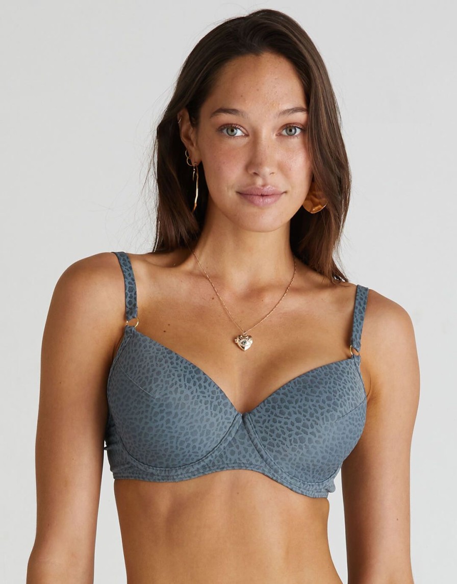 Bikinis Aqua Blu Underwired Bikini Tops | Dove Emily Moulded Bikini Top-Dove Grey