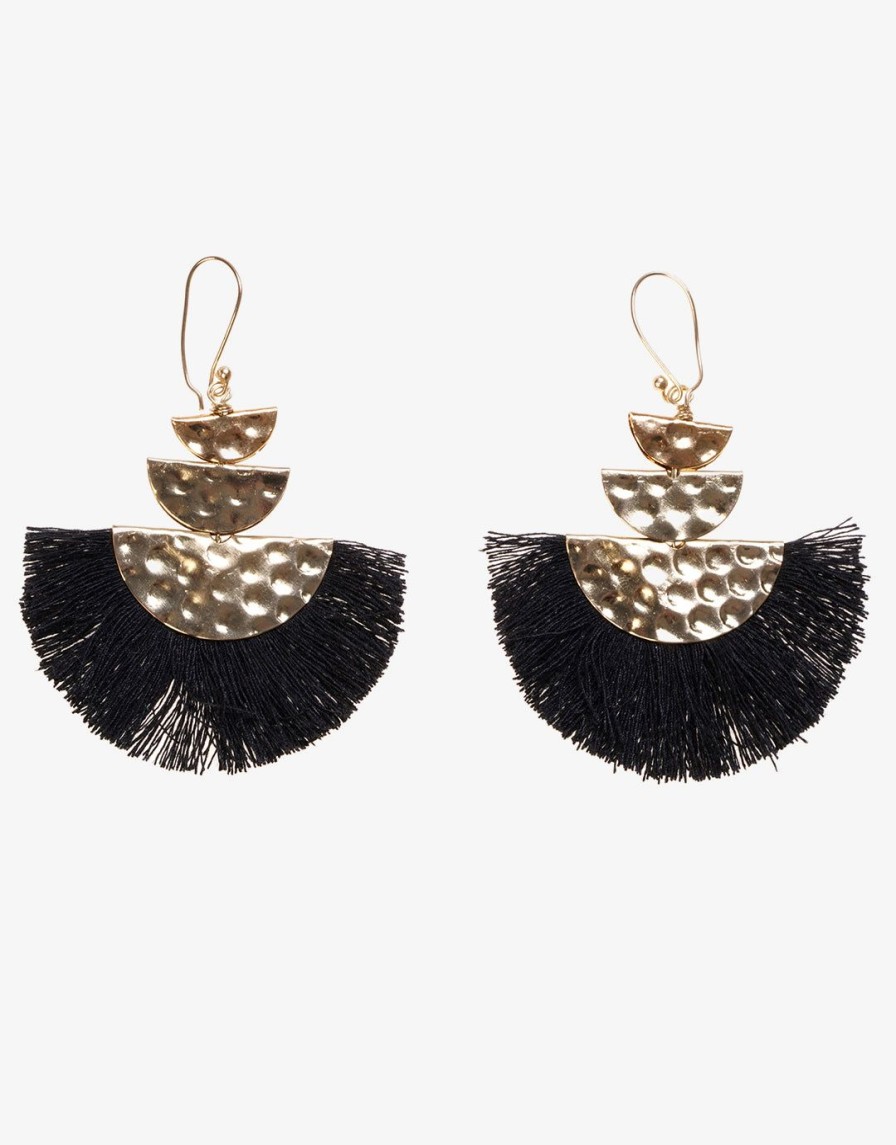 Beach Accessories Iconique | Fan Earrings-Black