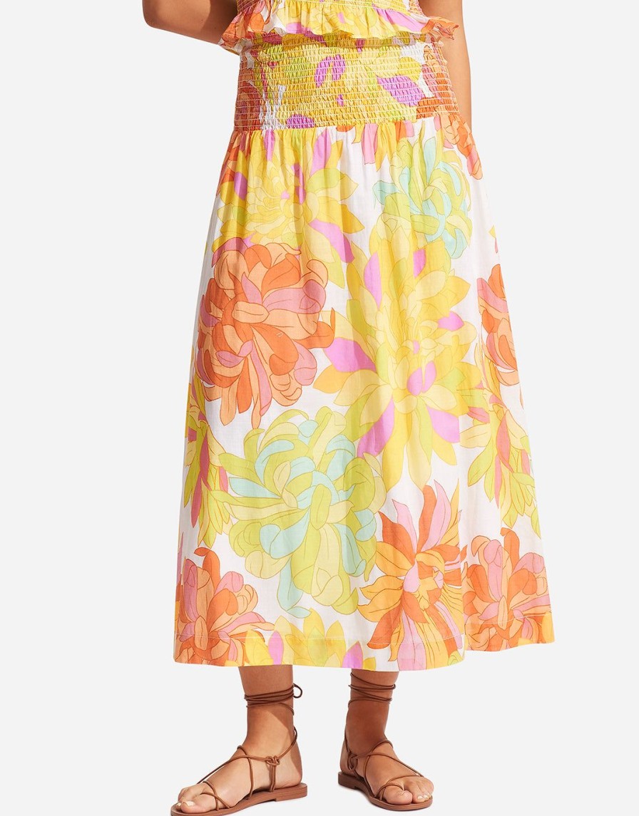 Beachwear Seafolly | Palm Springs Shirring Skirt-Limelight Multi