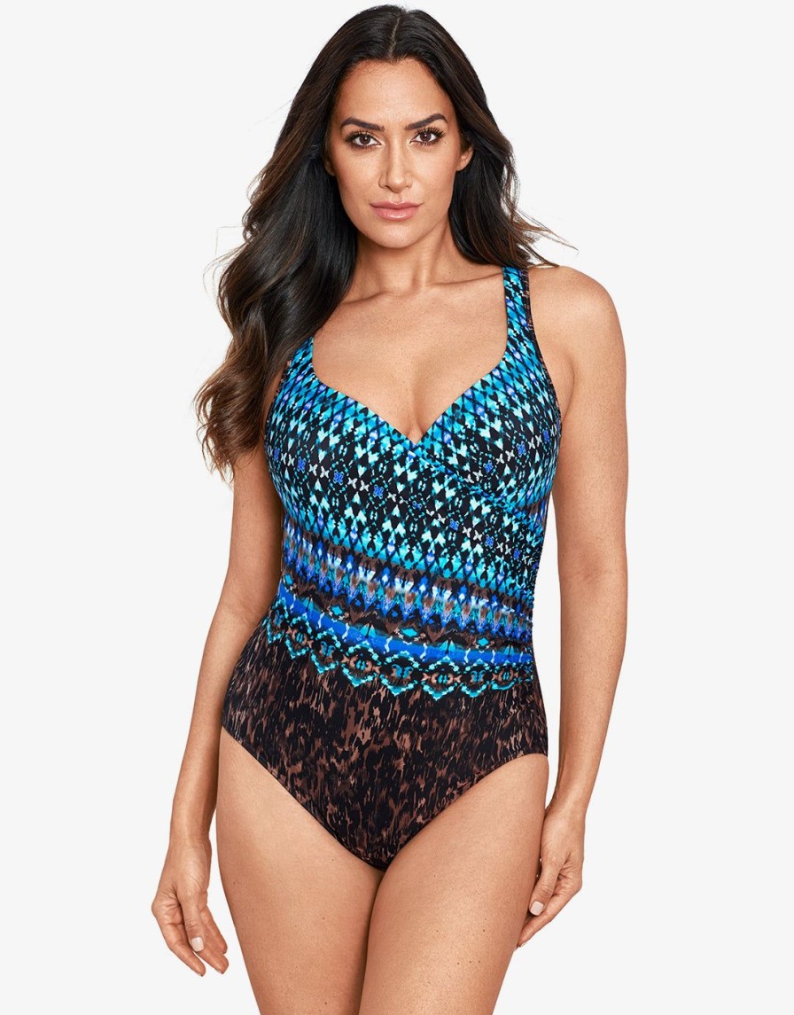 Swimwear Miraclesuit | Untamed It'S A Wrap Swimsuit Blue