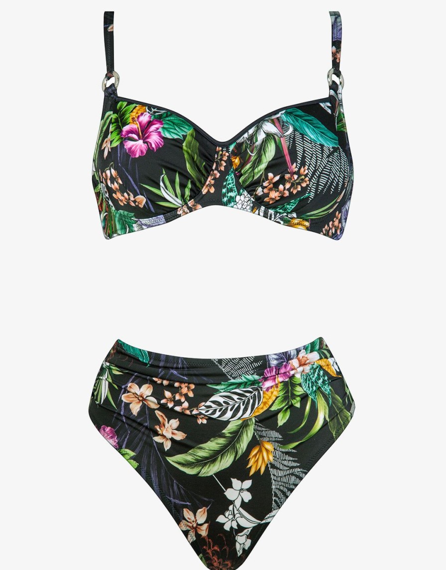 Bikinis Charmline Cup Sized Bikini Tops | Tropic Daynight Underwired Bikini Set Multi