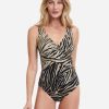 Swimwear Gottex | Wild Life V Neck Wrap Swimsuit Brown