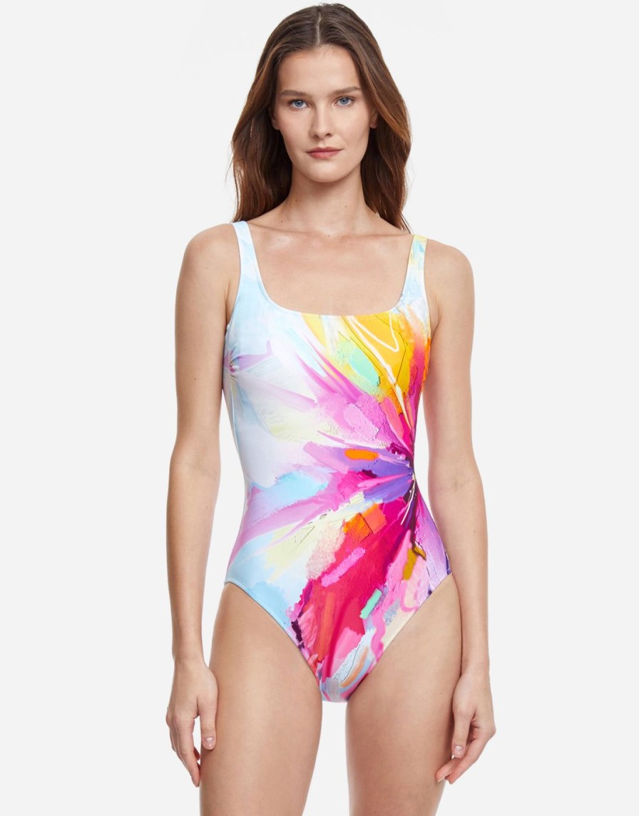 Swimwear Gottex | Summer In Capri Square Neck Swimsuit Multi