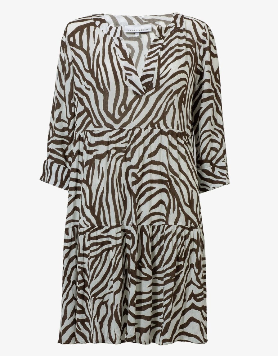 Beachwear Heidi Klein | Namibia V Neck Tunic-Brown/White Black White