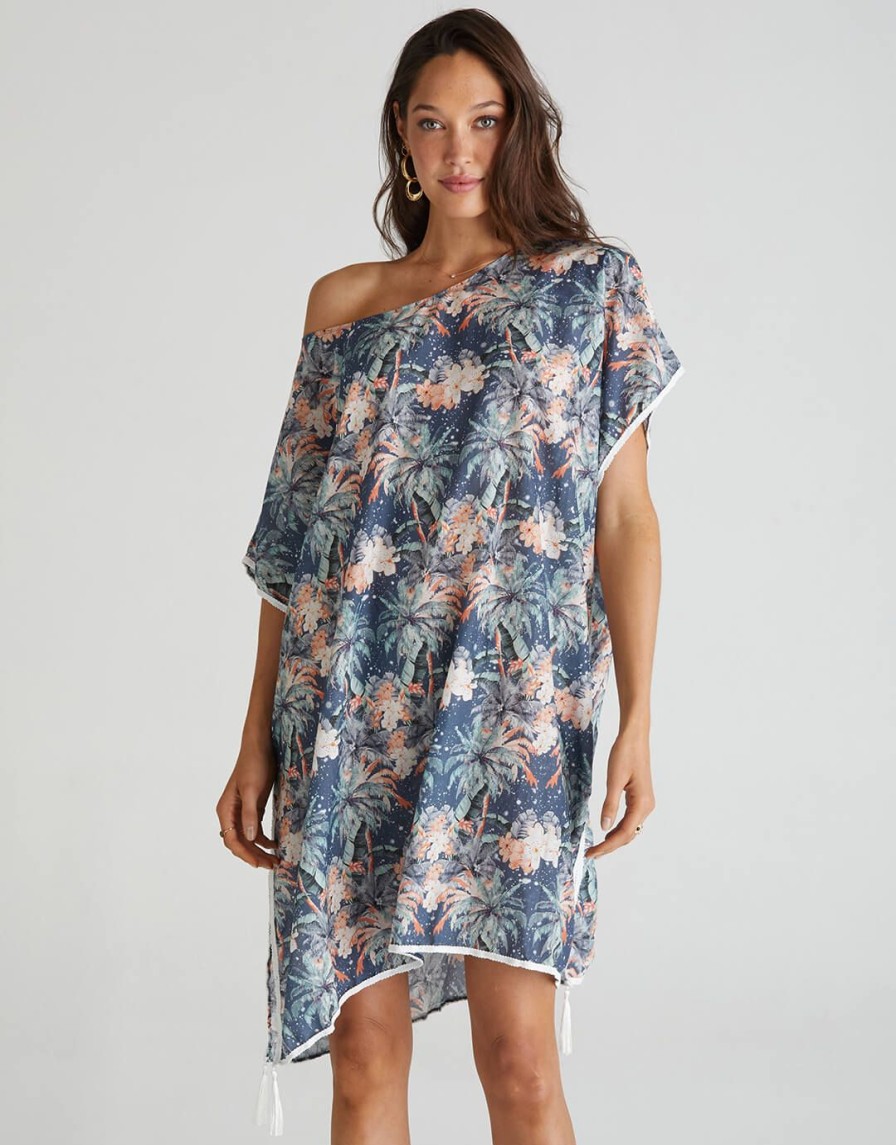 Beachwear Aqua Blu | Indianic Kaftan Floral