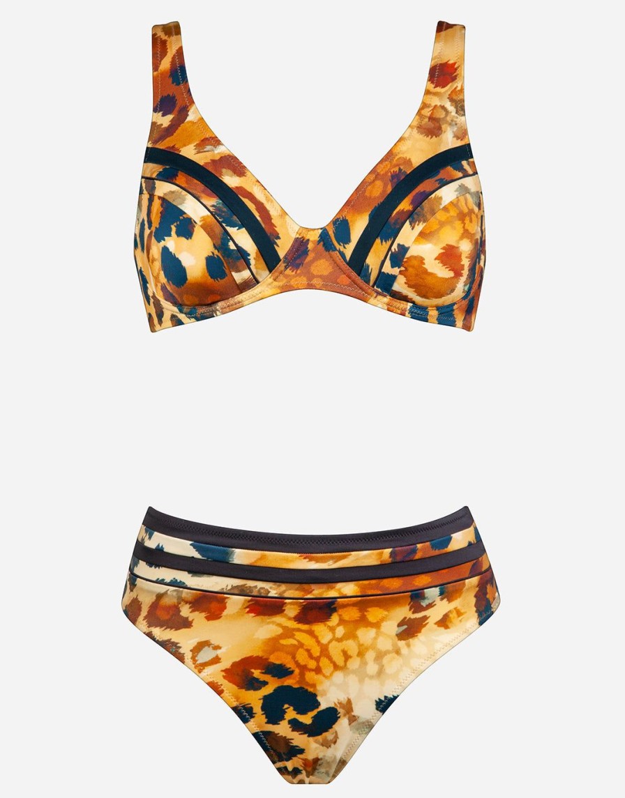 Bikinis Charmline Cup Sized Bikini Tops | Desert Sunset Underwired Bikini Set Animal