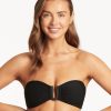 Bikinis Sea Level Bandeau Bikini Tops | Honeycomb U Bar Bandeau Bikini Top Black