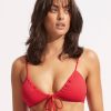 Bikinis Seafolly Bralette Bikini Tops | Sea Dive Drawstring Neck Bralette Bikini Top Chilli Red