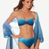 Bikinis Roidal Bandeau Bikini Tops | Brasil Underwired Ruched Bandeau Bikini Set Blue Ombre