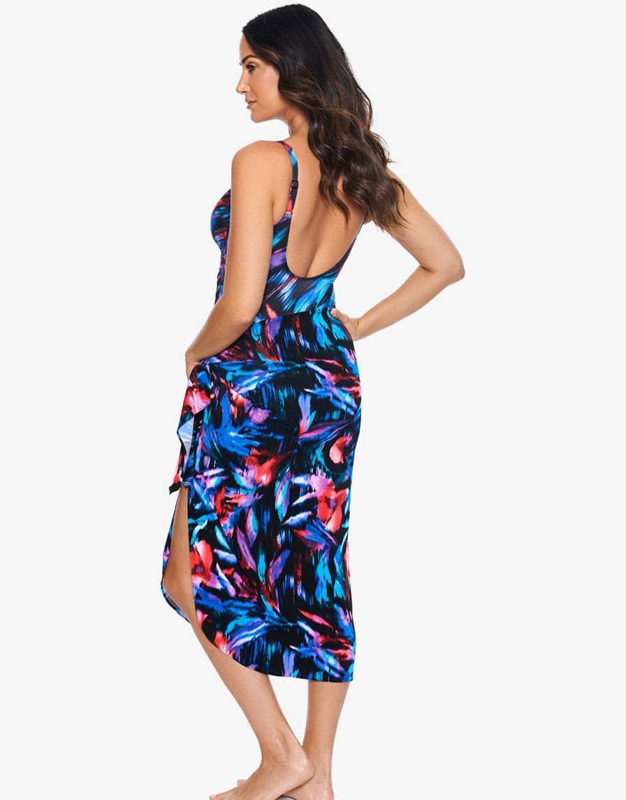 Beachwear Miraclesuit | Fuego Flora Sarong-Black Multi Multicoloured