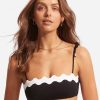 Bikinis Seafolly Bandeau Bikini Tops | Gia Ric Rac Bustier Bandeau Bikini Top Black