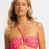 Bikinis Seafolly Bandeau Bikini Tops | Birds Of Paradise Diamond Wire Bandeau Bikini Top-Chilli Red