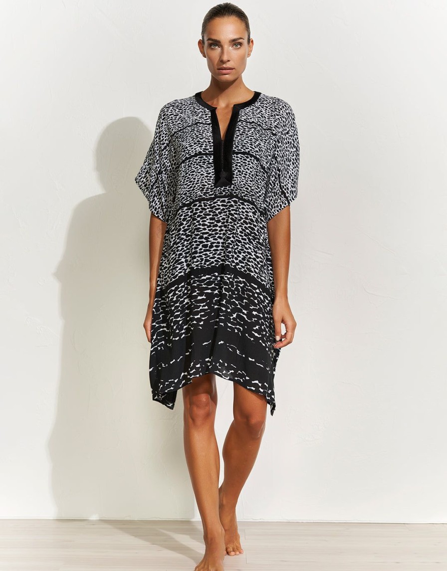 Beachwear Maryan Mehlhorn | Capture Kaftan-Black Black White