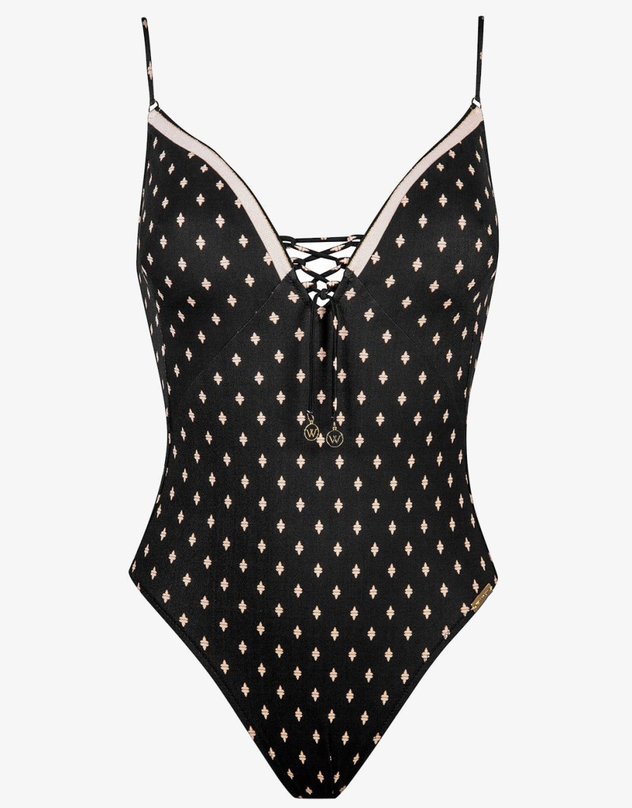 Swimwear Watercult | Soul Spots Strappy Swimsuit Black