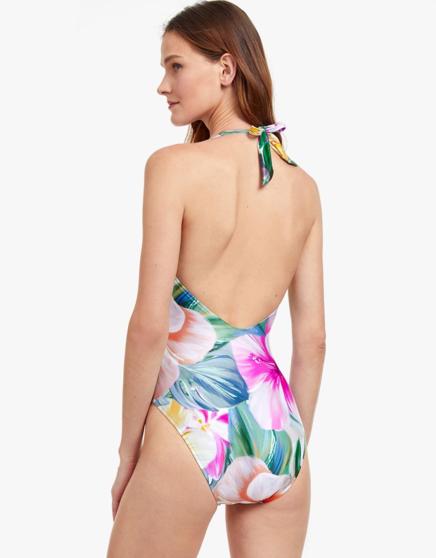 Swimwear Gottex | Bora Bora Plunge Swimsuit-White Floral