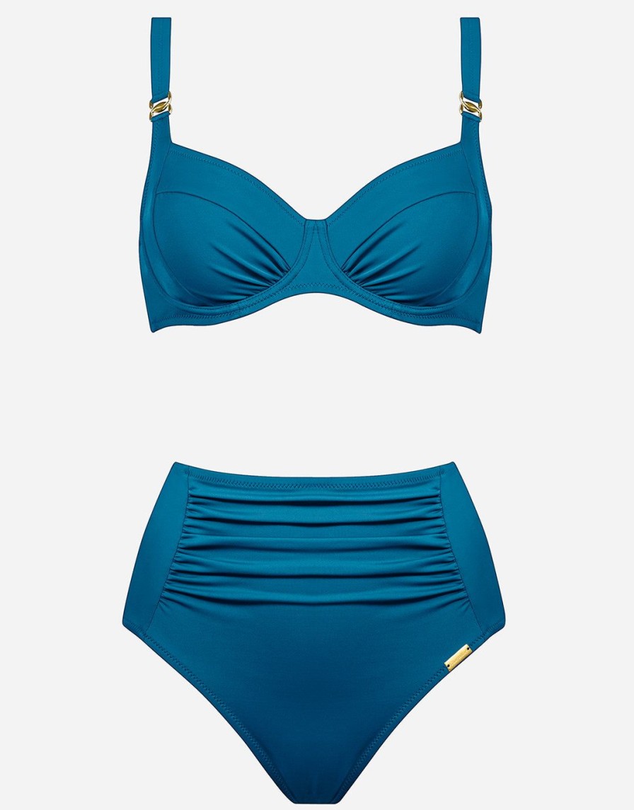 Bikinis Charmline Cup Sized Bikini Tops | Uni Underwired Bikini Set-Ocean Blue